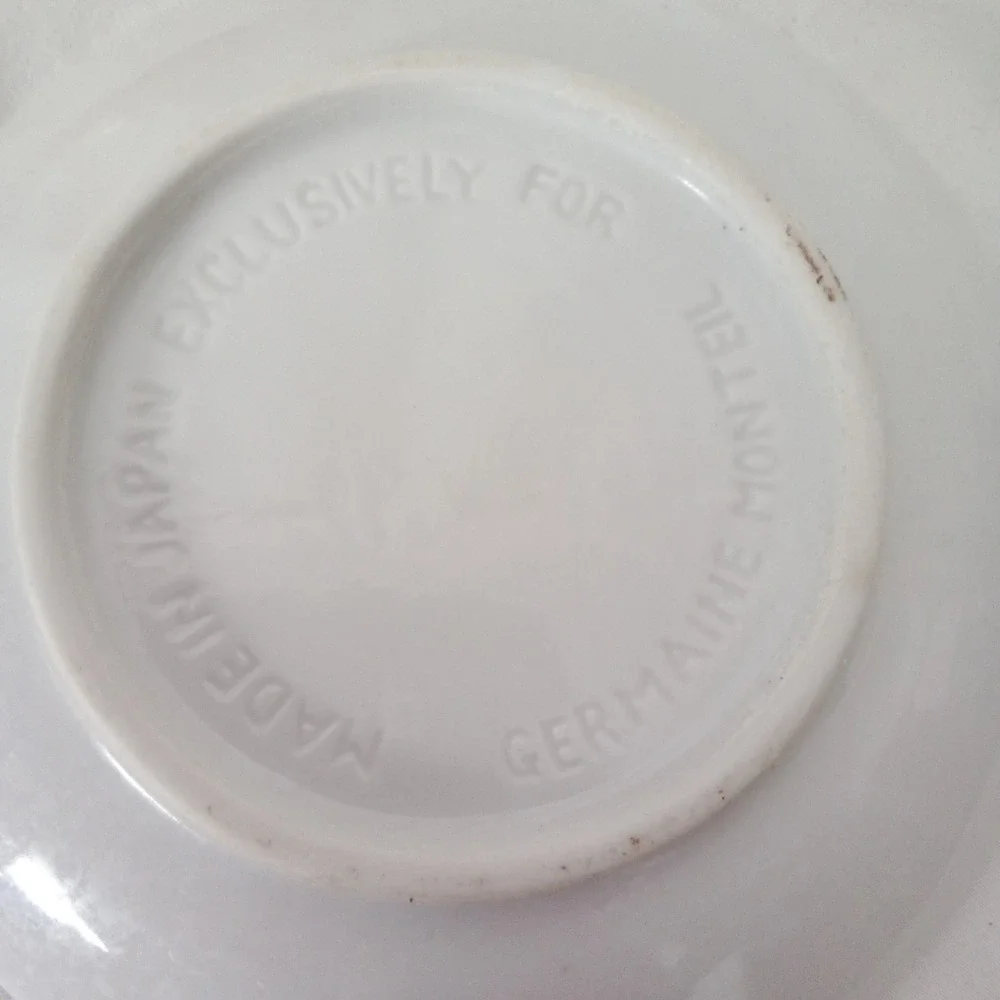 Germaine Monteil Vintage White Porcelain Floral Trinket Dish Made in Japan 4.5